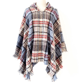 Miniatyrbillede 5 af 5: Dame Plaid Hætte Kappe Sjal Tæppe Poncho Hætte Kappe