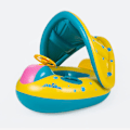 Miniatyrbild 1 av 5: Baby flytring med UPF50+ solskyddstak & leksak, simhjälp för baby för poolen, justerbar säkerhetssits, småbarns pool flytring