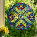 Pikkukuva 2 / 7: 10 Tuuman Korkea Stained Glass -Aurinkokoukku Ikkunapaneeli Sininen Keltainen