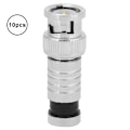 Miniatyrbild 2 av 2: 10 st BNC-kompressionskontakter, hane, FR-koaxial Q9-adapter för RG59 CCTV-system
