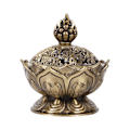 Miniatyrbild 1 av 5: Utsökt Lotusblomdesign, Antikstil Handskuren Zinklegering Rökelsebrännare för Meditation, Dekorativ Konst för Hemmakontor Feng Shui