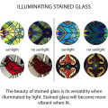 Pikkukuva 3 / 7: 10 Tuuman Korkea Stained Glass -Aurinkokoukku Ikkunapaneeli Sininen Keltainen