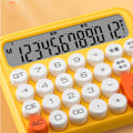 Miniatyrbillede 2 af 5: 12-cifret lommeregner med stor LCD-skærm, store knapper, standard mekanisk switch-lommeregner til kontor, skole, hjem, citron gul