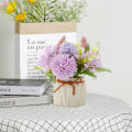Miniatyrbilde 4 av 5: Kunstige potteplanter, små keramiske vaser falske blomster