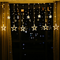Miniatyrbild 5 av 7: Romantiska LED-stjärngardinslingor, anslutningsbara julbelysning, 12 krokar för enkel fastsättning på gardinstång, 8 blinklägen, timerfunktion: 6 timmar på /