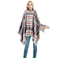 Miniatyrbilde 4 av 5: Dame Plaid Hetteskjerf Kappe Teppe Poncho Hetteskjerf