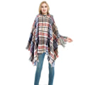 Miniatyrbillede 4 af 5: Dame Plaid Hætte Kappe Sjal Tæppe Poncho Hætte Kappe