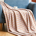 Miniatyrbild 1 av 3: Stickad filt med tofsar Houndstooth Boho Plaid Mysig filt Stickad sängöverkast Överkast Soffa filt Dekorativ filt för soffa säng 127*180cm