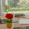 Miniatyrbillede 5 af 5: Rød Rose Potteplante Kunstig Potteplante Faux Planter til Bord Skrivebord Hjem Kunstig Potteplante Faux Planter