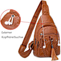Miniatyrbild 4 av 5: Slingväska för kvinnor Liten bröstväska Läderaxelväskor Mobiltelefon Axelväska Crossbody Shoulder Vattentät handväska Miniväska för utomhussporter,