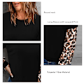 Miniatyrbillede 4 af 5: Sort M Kvinders Sweatshirt Langærmet Leopard Print Rundhals Trøje Til Hjem Udendørs