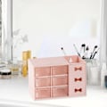 Miniatyrbillede 3 af 5: Pen Desk Hylde Støvbestandig 6 Skuffer Pen Organisation Opbevaringshylde til Studerende Kontorfolk Pink