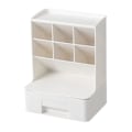 Miniatyrbillede 1 af 5: Skrivebords Opbevaringsboks Multirum Blyant Diverse Holder med Skuffe Plastik Kontorartikler Organizer Hvid Skuffe