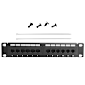 Miniatyrbilde 2 av 2: UTP 12-ports kabelstativ CAT6 RJ45 Ethernet nettverksdata patchpanel uten brakett