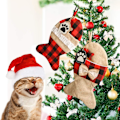 Miniatyrbillede 7 af 7: Personlige Julestrømper til Hund, Buffalo Plaid Sækkelærred Stort Knogleformet Design, Til Juletræspynt, Behagelig at Røre Ved