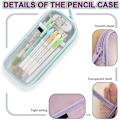 Miniatyrbillede 3 af 5: 2 stk. Gitter Mesh Pen & Blyant Etui med Lynlås Klar Makeup Farve