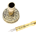 Miniatyrbillede 2 af 5: Kalligrafi Pen Retro Elegant Udsmykket Mønster Holdbar Bærbar Attractiv Dekorativ Skriveartikler til Hjem Mørkeblå