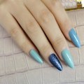 Miniatyrbilde 1 av 2: 24 stk Skinnende Gel Stiletto Negle Mandel Design Medium Skarpe Akryl Falske Negle for Finger Patch Dekorasjon