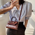 Miniatyrbillede 3 af 5: Enkel design taske damehåndtaske mode kunstig læder