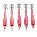 Miniatyrbild 7 av 7: 5 st Simuleringsbläckfisk Hårt Falskt Bete Krokar Konstgjord Bläckfisk Dubbelkrok Jigg Fiskeutrustning Rosa