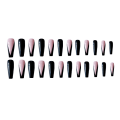 Miniatyrbillede 5 af 5: Falske Negle Store V-Form Ekstra Lange Kiste Franske Neglekunst Tips Foruddesignede Sorte Glatte Manicure Tips 24stk