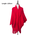 Miniatyrbillede 2 af 6: Dame Varmt Sjal Wrap Åben Front Poncho Kappe Farveblok