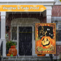 Miniatyrbilde 4 av 6: Vertikal flagg med Halloween-gresskar - 12 x 18 tommer
