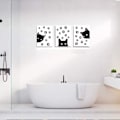 Miniatyrbild 6 av 6: Set med 3 djur katt väggkonsttryck, rolig affisch med svart katt a