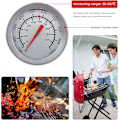 Miniatyrbild 5 av 5: Grilltermometer i rostfritt stål, analog urtavla för tydlig avläsning, 50-500°C / 100-1000°F intervall, hållbar konstruktion, värmeindikator för