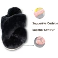 Miniatyrbillede 3 af 6: Dames Pels-Tøfler Flip Flop Åben Tå Cozy Hus Memory Foam S