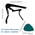 Miniatyrbild 4 av 5: Svart gitarr capo + 4 gitarrplektrum (slumpmässig färg)