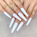 Miniatyrbillede 1 af 6: 24 stk. Dyb Nude Ren Farve Ballerina Lang Kiste Glansende Falske Negle Tryk på Negle Falske Spidser Manicure til Kvinder og Piger