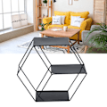 Miniatyrbillede 1 af 8: Hex Hylder Enkle Smedejerns Hexagonale Soveværelse Stue Kontor Væghylde Dekoration Sort