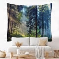 Miniatyrbild 5 av 5: Nature Tapestry Misty Tree Tapestry Jungle Creek Psychedelic Lan
