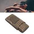 Miniatyrbillede 1 af 8: 3-Finger Cigar Etui med Vævet Mønster, Bærbar Rejse Læder Cigar Humidor Etui Rygning Tilbehør Guld