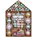 Miniatyrbild 1 av 5: Splittersäkra Julkulor Glitter Röd Guld Grön Dekorationsset, Festliga Prydnader i Plast för Säkert Firande Inomhus