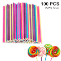 Miniatyrbilde 1 av 5: 100 stk. Lollipop-pinner, Marshmallow-pinner, Mattrygge Kreative Multifunksjonelle Lollipop-sugerpinne 150*3.5mm
