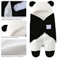 Miniatyrbild 3 av 7: Söt Panda Design Babyfilt, Andningsbar Inslagning för Nyfödda, Allergivänlig Kashmirblandning, Justerbar för 0-6 Månader, Multifunktionell i Svart