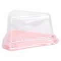 Miniatyrbillede 4 af 7: 100 stk. Trekantede Kageholderæsker Transparent PET Mad Cupcake Emballagebeholder Pink