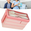 Miniatyrbild 2 av 5: Rosa Bento Box Vuxen Lunchlåda 3 Lager Stapelbar Lunchbehållare med 4 Fack för Arbete Skola Picknick