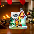 Miniatyrbild 5 av 5: Batteridrivet Julbyhus, LED-lampor, Högkvalitativ Resin Polyresin, Presentförpackning, Upplyst Hus för Vintersnöby