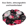 Miniatyrbild 6 av 6: Satin sovmössa - enfärgad och stor blomma frisyr skyddande mössa - mjuk andningsbar band elastisk - 3-pack