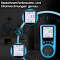 Miniatyrbild 6 av 6: Blå Elkostnadskalkylator, Kumulativ Förbrukningsmätare för Hem och Kontor, Strömförbrukningsanalys med Automatisk Överbelastningsvarning,