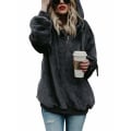 Miniatyrbillede 2 af 4: Dame Fuzzy Hoodies Trøje Cozy Oversized Lommer Hætte