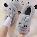 Miniatyrbild 3 av 5: Kaninslippers för kvinnor, fluffiga, söta, djur, minnesskum, inomhus
