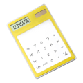 Miniatyrbillede 1 af 5: Solcelledrevet lommeregner med touchskærm, 8-cifret LCD-display, bærbar transparent lommeregner til kontor, skole og hjem, gul