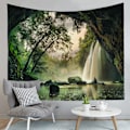 Miniatyrbild 1 av 5: Misty tree väggbonad liten gobeläng natur tallskog vägg