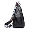 Miniatyrbild 1 av 6: Slingväska för kvinnor Boho bröstväska, Crossbody-väska, bröstficka med bred rem för kvinnor, läder, liten axelväska med dragkedja och axelrem, för