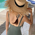 Miniatyrbillede 2 af 5: Grågrøn XL Kvinders Badedragt, Bagløs Bikini Bodysuit til Svømning, Varmt Vandkilder, Strand