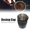 Miniatyrbilde 7 av 8: 58mm Kaffe Doseringkopp i Rustfritt Stål, Håndtak for Kaffemaskin, Mottak for Pulver med Silikonring, Svart